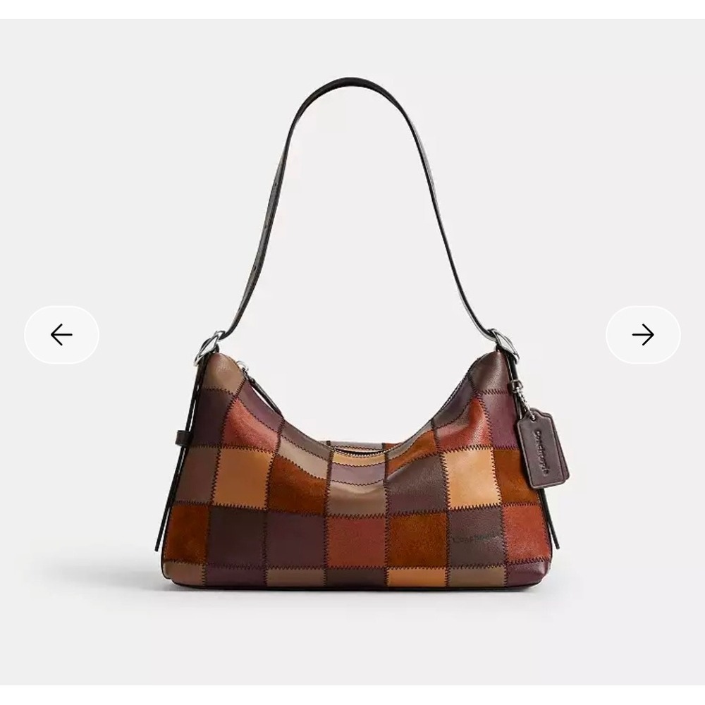 Coach Cary Shoulder Bag Women Medium Brown Multi NWT Suede Leather Patchwork
